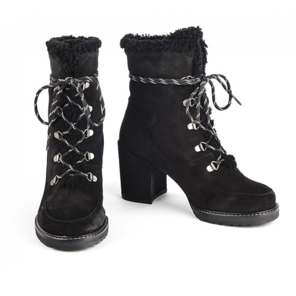 Stuart Weitzman Yukon fur trim velvet hiker boot